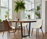 Set of 2 Dining Chairs PU Leather White for Kitchen or Dining Room
