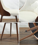 Set of 2 Dining Chairs PU Leather White for Kitchen or Dining Room