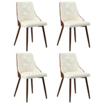 4x Dining Chairs Retro Cafe PU Leather Seat Black & White Kitchen Restaurant Chairs