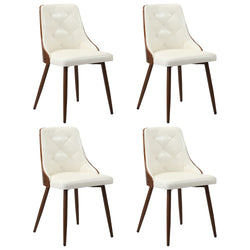 4x Dining Chairs Retro Cafe PU Leather Seat Black & White Kitchen Restaurant Chairs