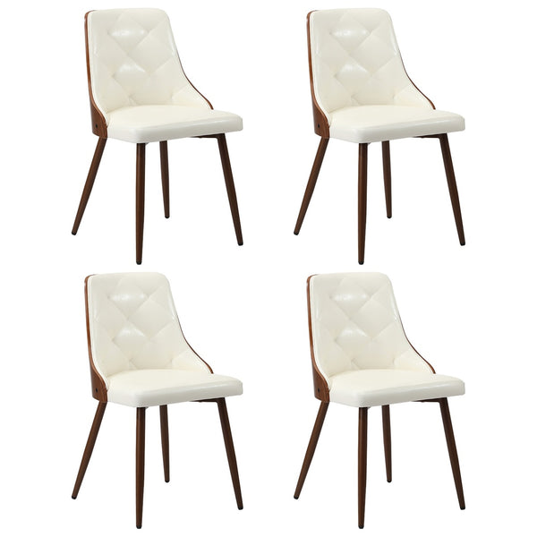  4x Dining Chairs Retro Cafe PU Leather Seat Black & White Kitchen Restaurant Chairs