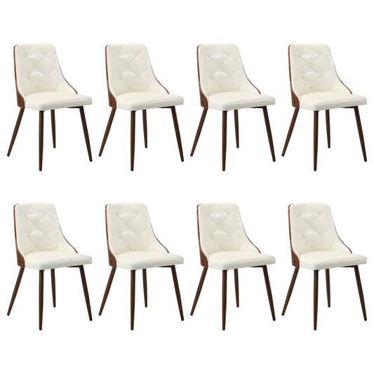 Set of 8 Dining Chairs Kitchen Lounge PU Leather White Modern Seating
