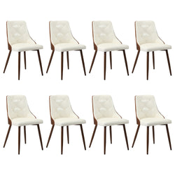 Set of 8 Dining Chairs Kitchen Lounge PU Leather White Modern Seating