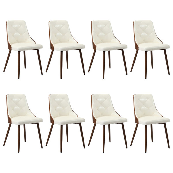  Set of 8 Dining Chairs Kitchen Lounge PU Leather White Modern Seating