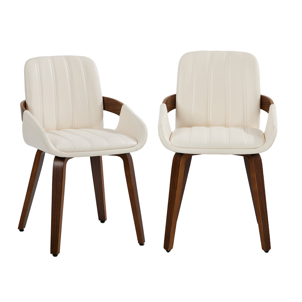 Bentwood Dining Chairs PU Leather Beige Set 2 | HomeAndLiving