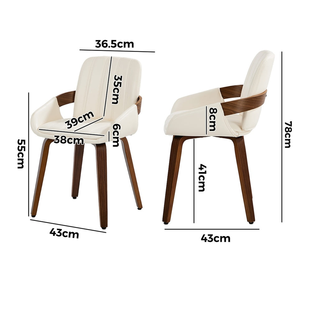 Bentwood Dining Chairs PU Leather Beige Set 2 | HomeAndLiving