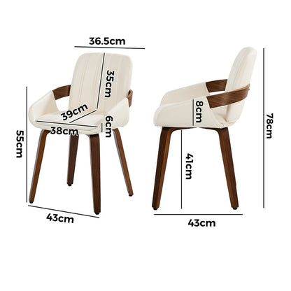 Bentwood Dining Chairs PU Leather Beige Set 2 | HomeAndLiving