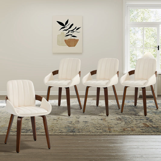 Bentwood Dining Chairs Set of 4 Beige PU | HomeAndLiving