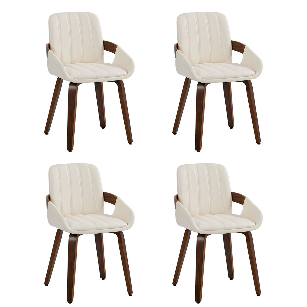 Bentwood Dining Chairs Set of 4 Beige PU | HomeAndLiving