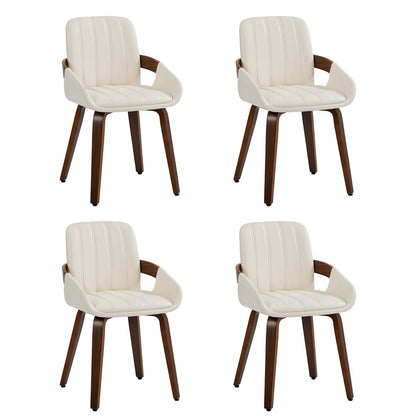 Bentwood Dining Chairs Set of 4 Beige PU | HomeAndLiving