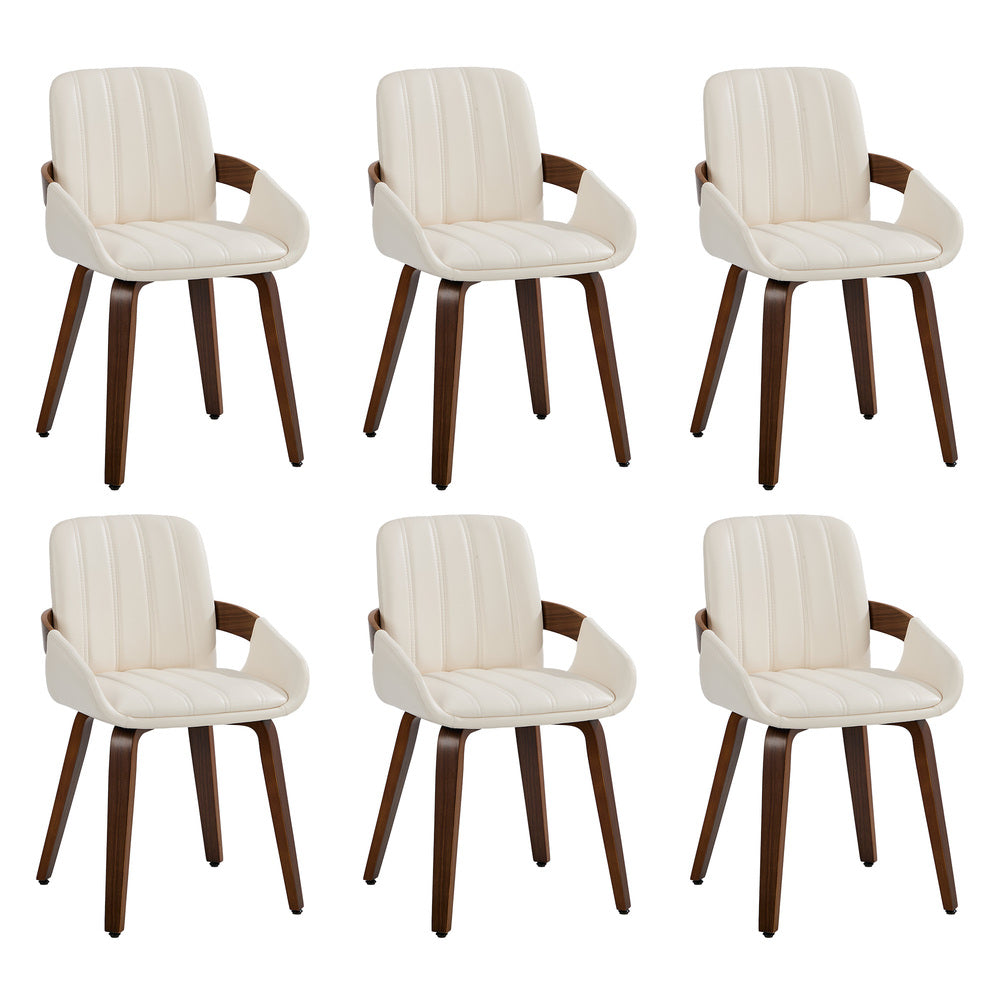 Bentwood Dining Chairs Set 6 Beige PU | HomeAndLiving