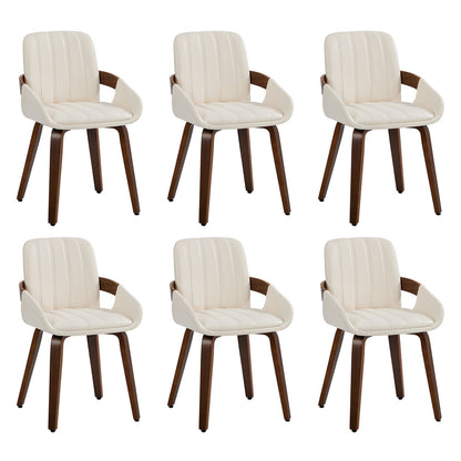 Bentwood Dining Chairs Set 6 Beige PU | HomeAndLiving