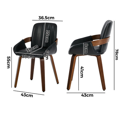 Black Bentwood Dining Chairs PU Leather Set 2 | HomeAndLiving