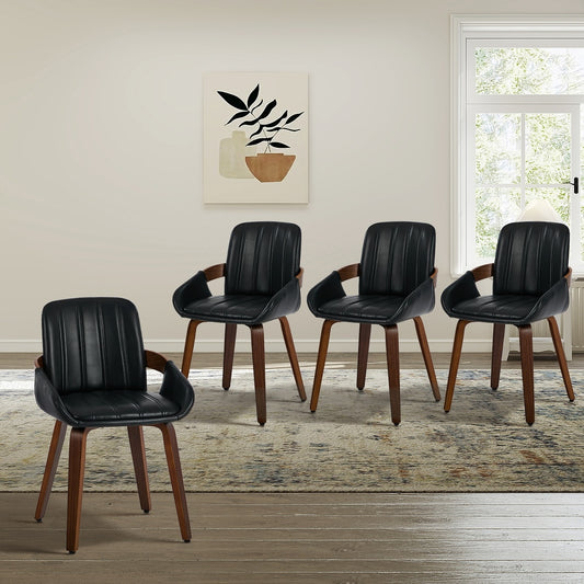 Bentwood Dining Chairs PU Leather Black Set 4 | HomeAndLiving