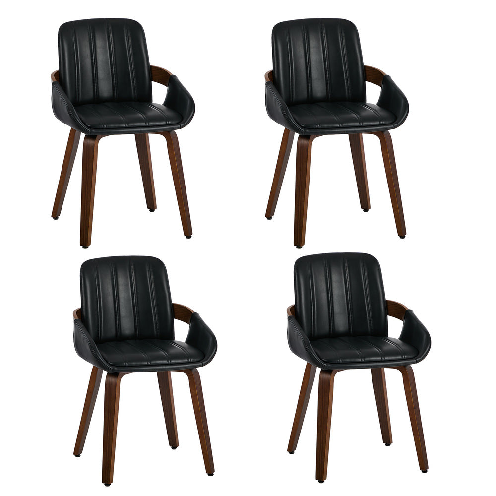 Bentwood Dining Chairs PU Leather Black Set 4 | HomeAndLiving