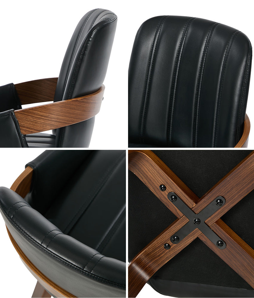 Bentwood Dining Chairs PU Leather Black Set 4 | HomeAndLiving