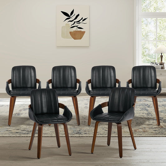 Bentwood Dining Chairs PU Leather Black Set 6 | HomeAndLiving