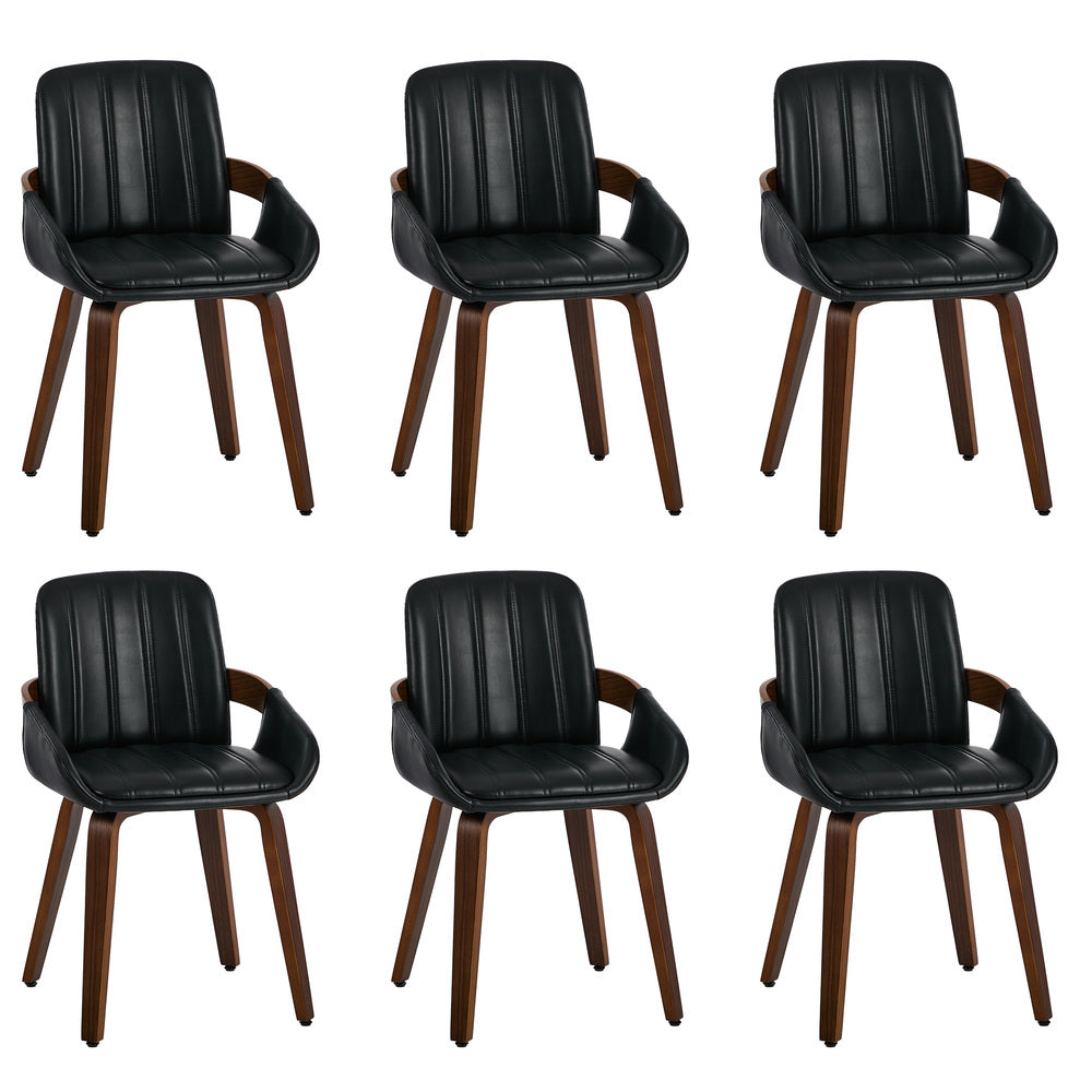 Bentwood Dining Chairs PU Leather Black Set 6 | HomeAndLiving