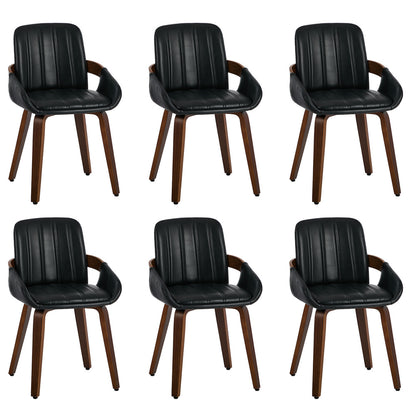 Bentwood Dining Chairs PU Leather Black Set 6 | HomeAndLiving
