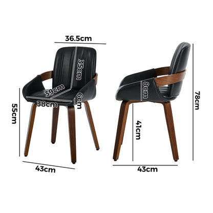 Bentwood Dining Chairs PU Leather Black Set 6 | HomeAndLiving