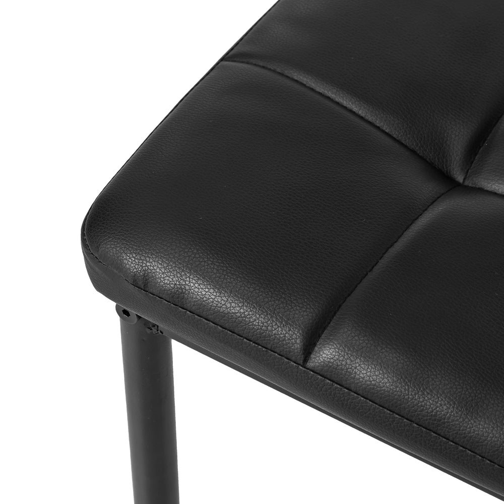 4PCS Dining Chairs High-Back Faux Leather Square Pattern