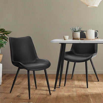 2x Dining Chairs Kitchen Chairs Upholstered PU Leather Black