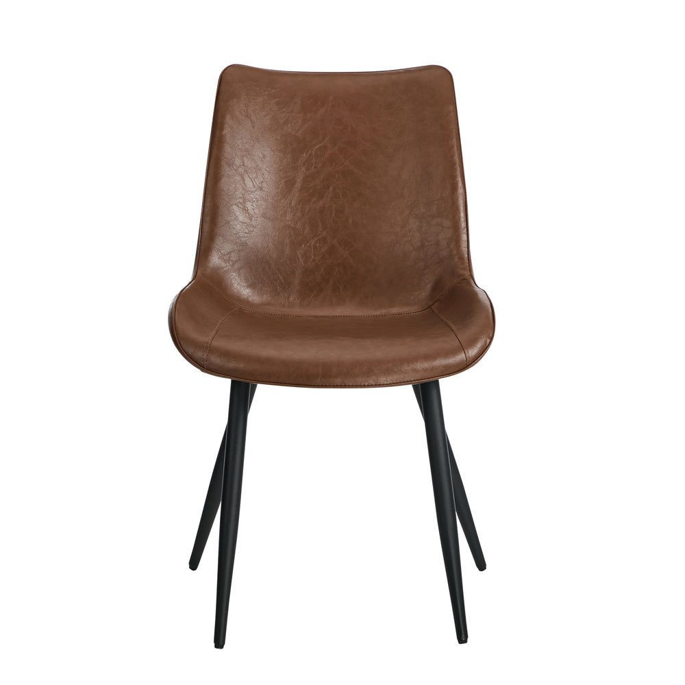 4x Dining Chairs Kitchen Accent Upholstered PU Leather Brown