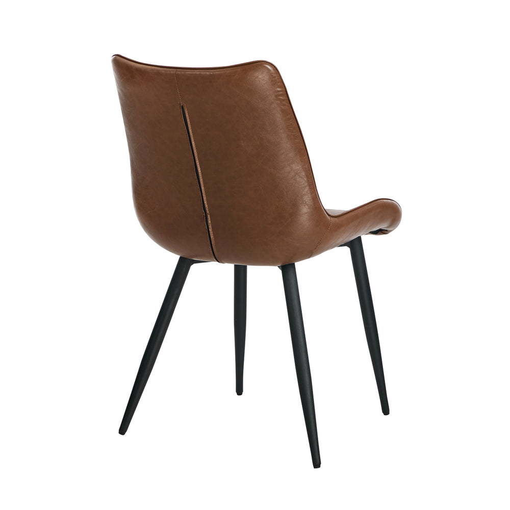 4x Dining Chairs Kitchen Accent Upholstered PU Leather Brown