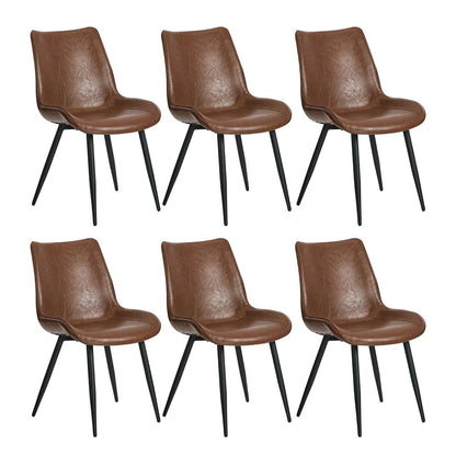 6x Dining Chairs Kitchen Accent Upholstered PU Leather Brown