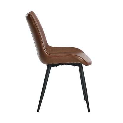 6x Dining Chairs Kitchen Accent Upholstered PU Leather Brown