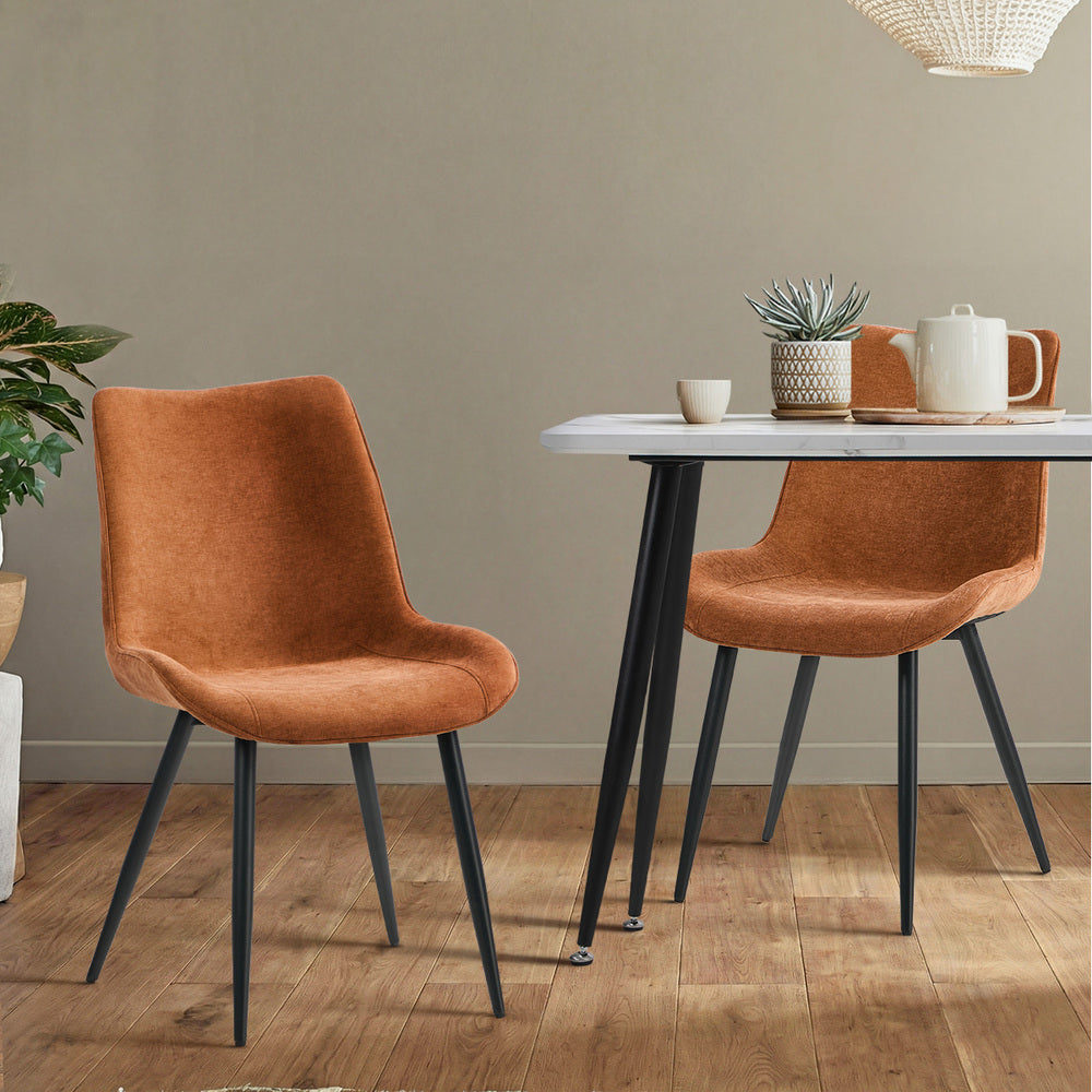 Accent Dining Chairs Orange Linen