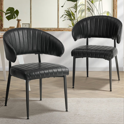 2x PU Leather Dining Chair Kitchen Padded Seat Black/Brown