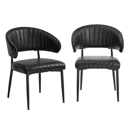 2x PU Leather Dining Chair Kitchen Padded Seat Black/Brown