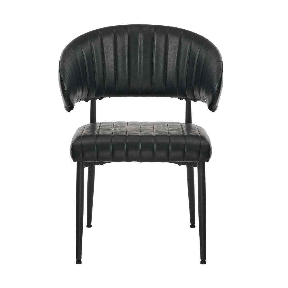 2x PU Leather Dining Chair Kitchen Padded Seat Black/Brown