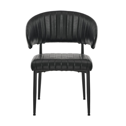 2x PU Leather Dining Chair Kitchen Padded Seat Black/Brown