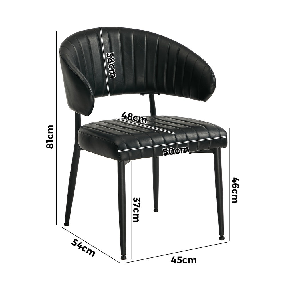 2x PU Leather Dining Chair Kitchen Padded Seat Black/Brown