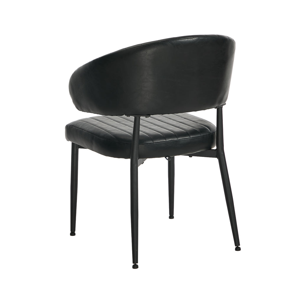 2x PU Leather Dining Chair Kitchen Padded Seat Black/Brown