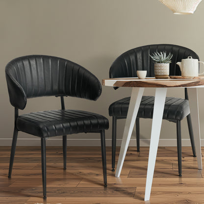 2x PU Leather Dining Chair Kitchen Padded Seat Black/Brown