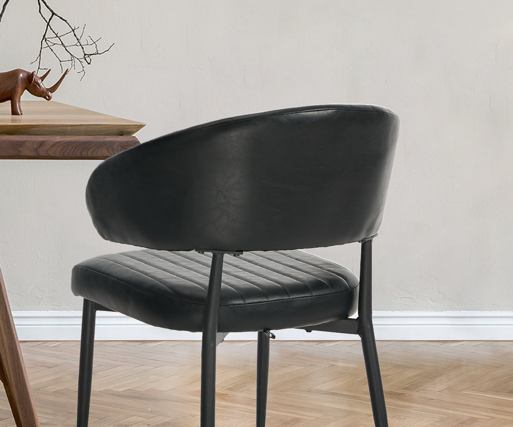 2x PU Leather Dining Chair Kitchen Padded Seat Black/Brown