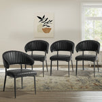 Set Of 4,6,8 Dining Chair PU Leather Padded Seat Black Modern Kitchen Furniture