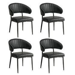 Set Of 4,6,8 Dining Chair PU Leather Padded Seat Black Modern Kitchen Furniture