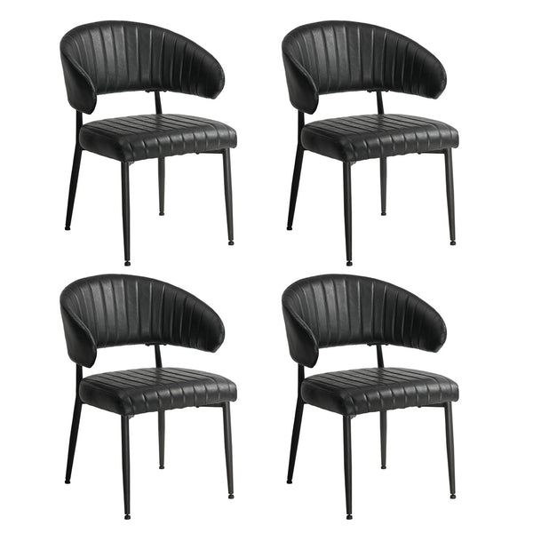  Set Of 4,6,8 Dining Chair PU Leather Padded Seat Black Modern Kitchen Furniture