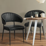 Set Of 4,6,8 Dining Chair PU Leather Padded Seat Black Modern Kitchen Furniture