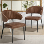 2x PU Leather Dining Chair Kitchen Padded Seat Black/Brown