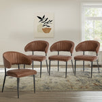 Set Of 4,6,8 Dining Chair PU Leather Padded Seat Brown Modern Kitchen Furniture