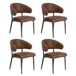 Set Of 4,6,8 Dining Chair PU Leather Padded Seat Brown Modern Kitchen Furniture