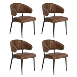 Set Of 4,6,8 Dining Chair PU Leather Padded Seat Brown Modern Kitchen Furniture