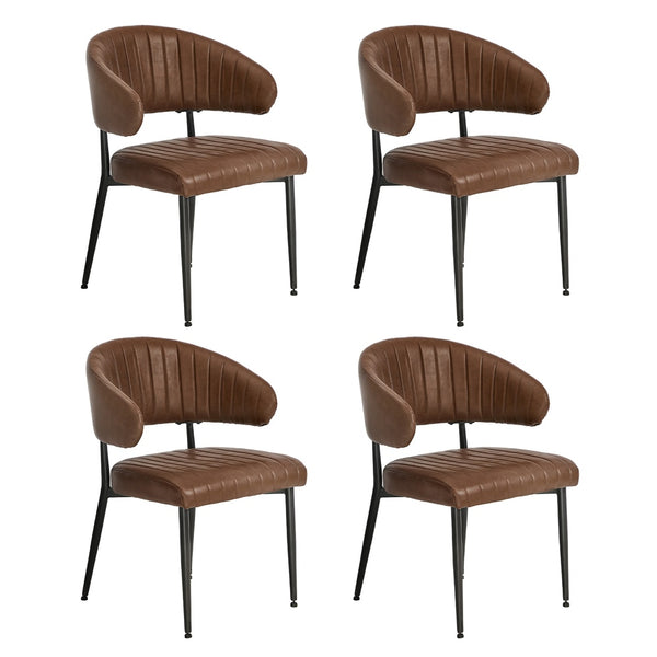  Set Of 4,6,8 Dining Chair PU Leather Padded Seat Brown Modern Kitchen Furniture