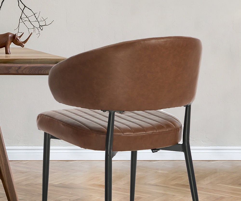 Set Of 4,6,8 Dining Chair PU Leather Padded Seat Brown Modern Kitchen Furniture