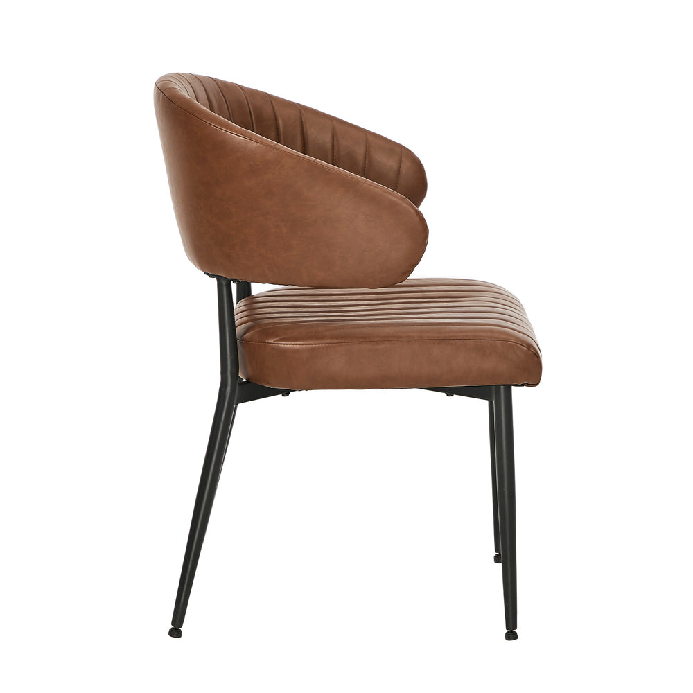 Set Of 4,6,8 Dining Chair PU Leather Padded Seat Brown Modern Kitchen Furniture